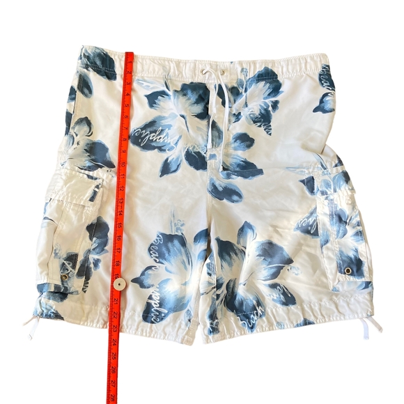 90s Vintage Crafted by Beach men Floral Drawstring Shorts White Size XXL - Picture 7 of 16